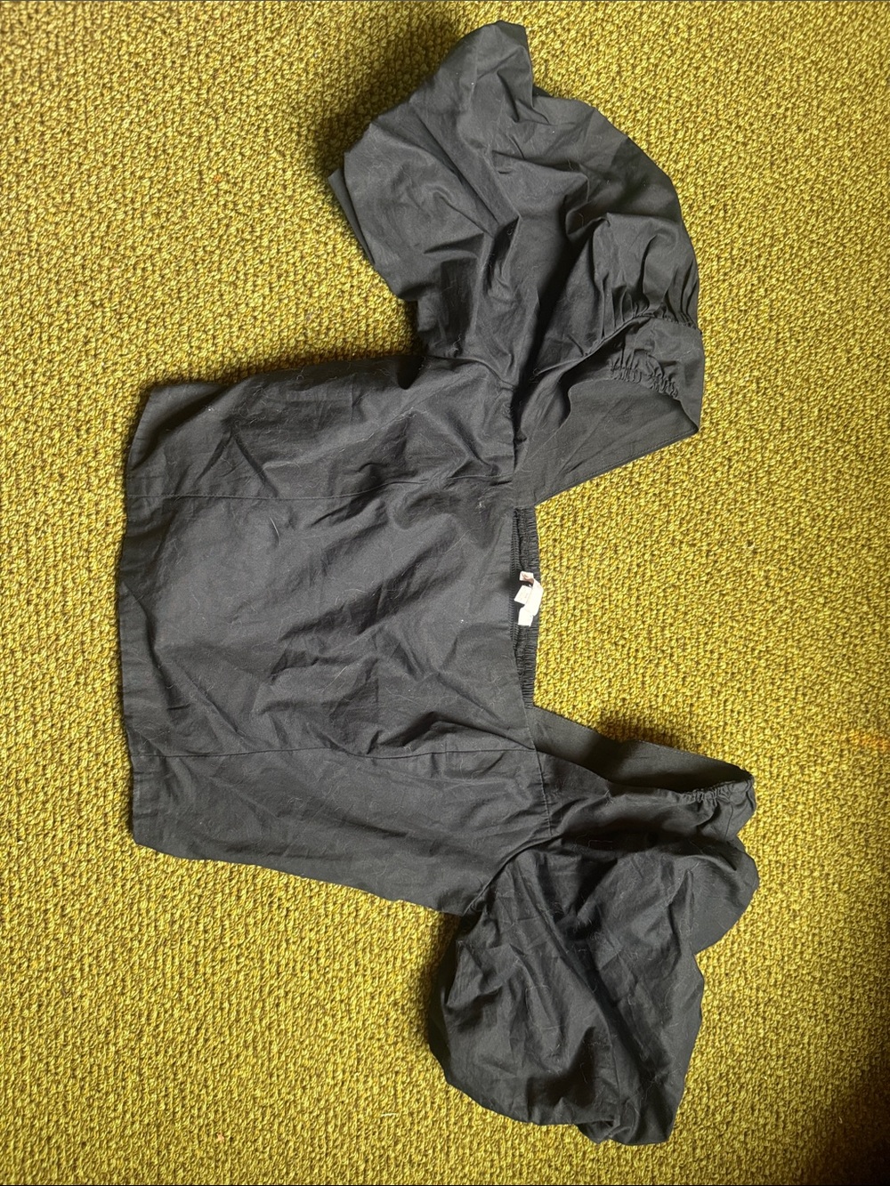 GB Black Puffer Sleeve Crop Top Blouse SZ M
